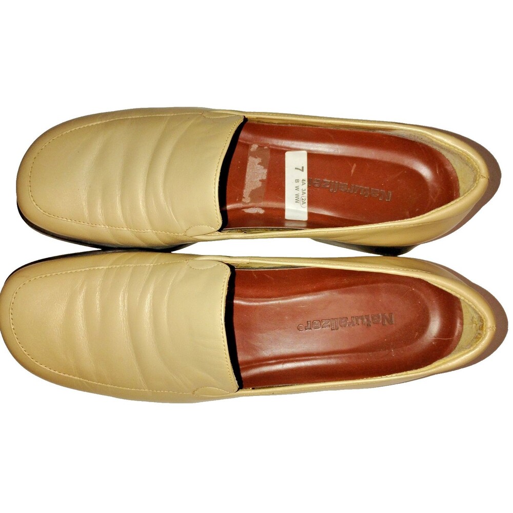 Naturalizer Women's Metallic Gold Leather Slip-On Loafer Flats Square Toe 7